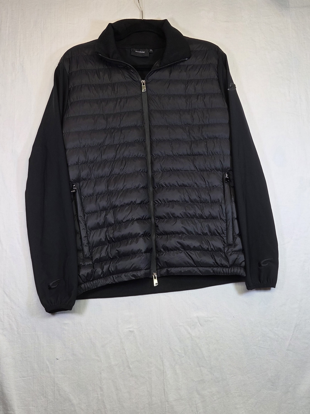 Title: BOXRAW Men’s XL Black Hybrid Quilted Puffer Track Jacket. #0341